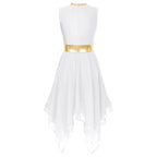 Lyrical Praise Dance Dress | Metallic Waist | Asymmetric Hem