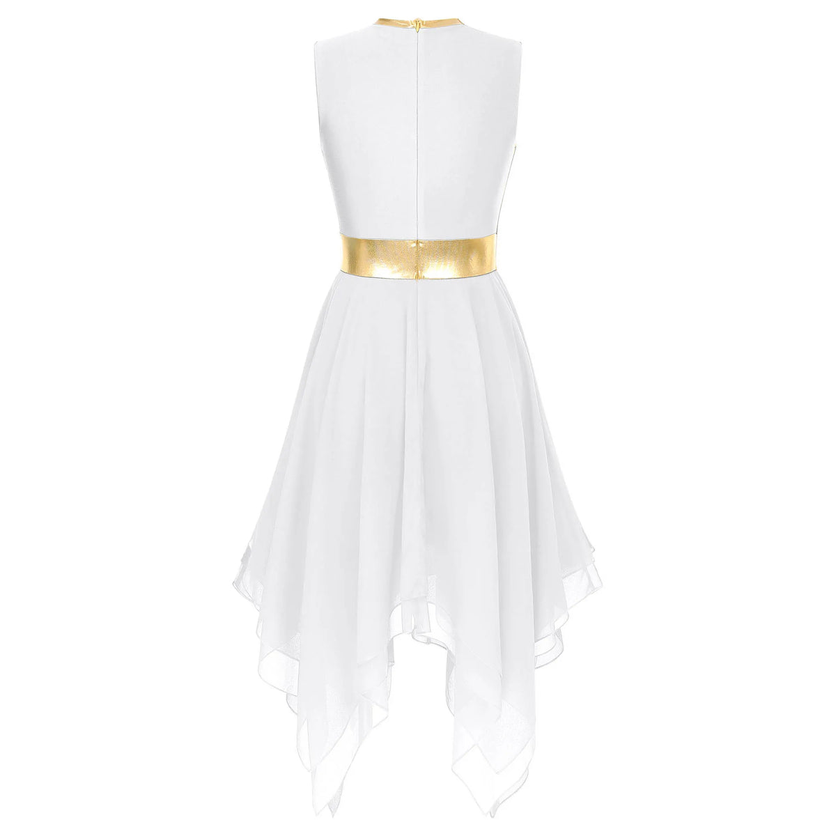 Lyrical Praise Dance Dress | Metallic Waist | Asymmetric Hem