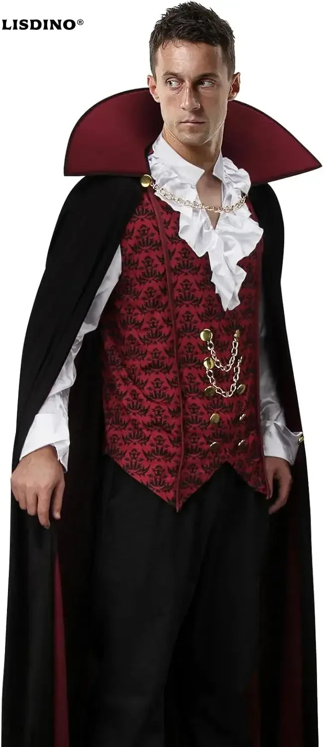 Men's Vampire Costume | Gothic Vest Shirt & Cape