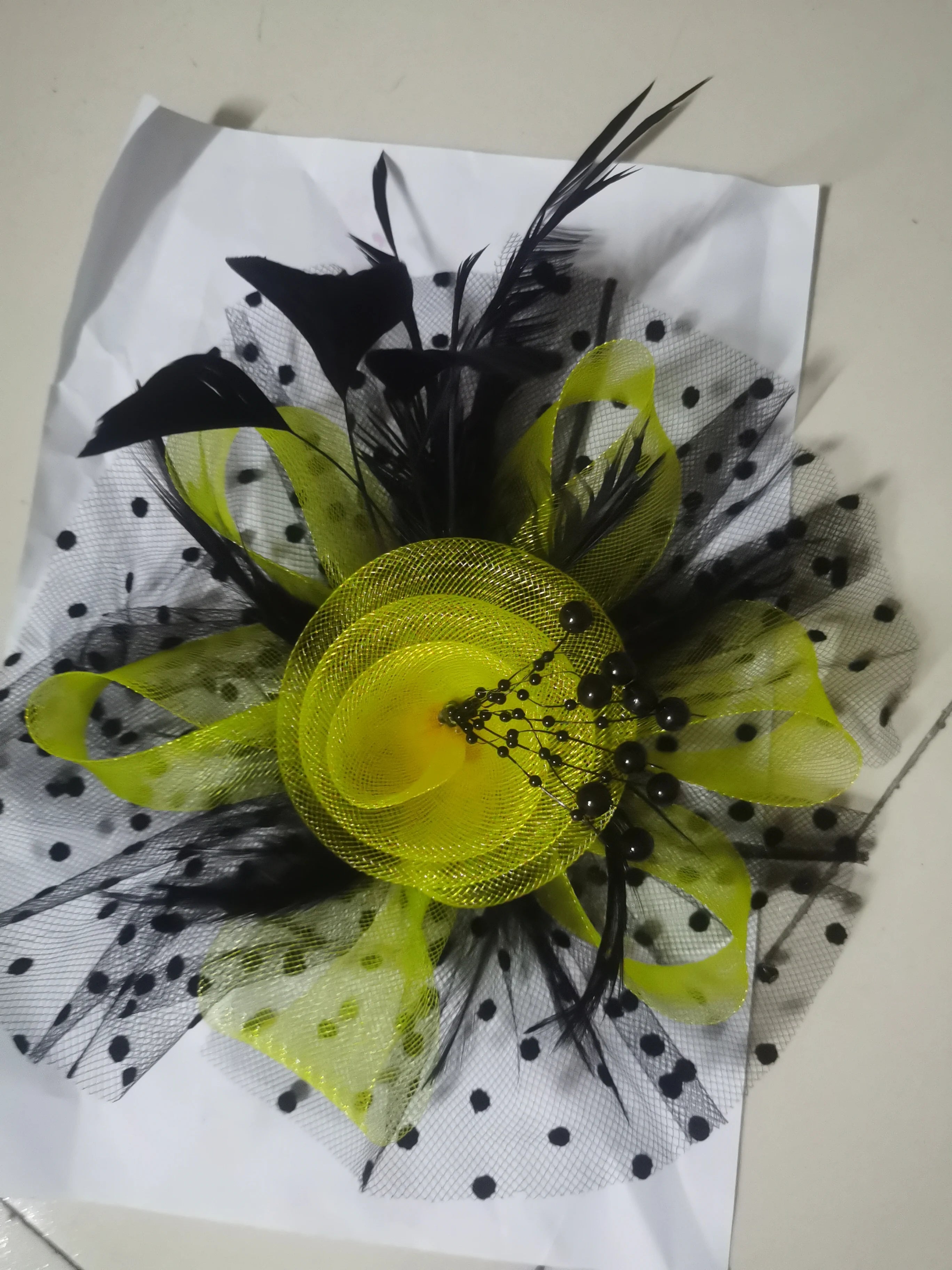 Feather Flower Fascinator Hat | Floral Mesh Headband | 36 Colors