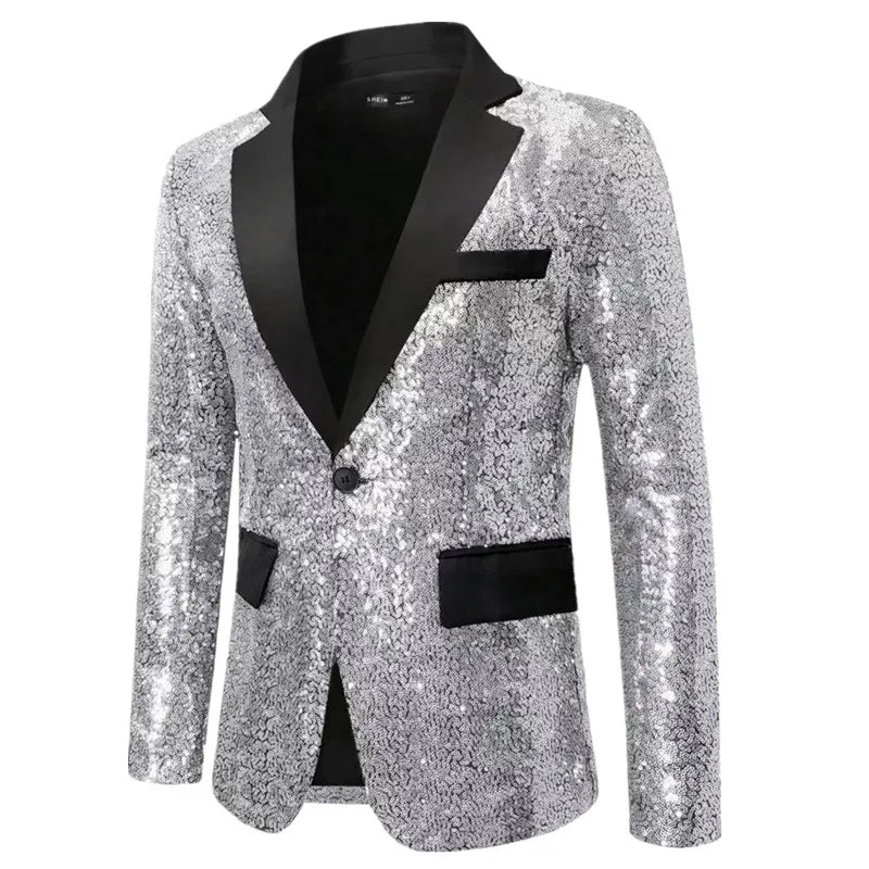 Men’s Sequin Blazer | Contrast Lapels