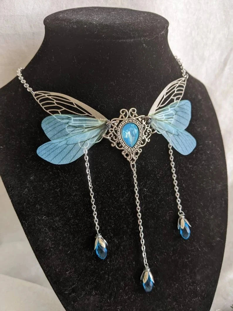 Fairy Wing Crystal Necklace | Faerie Charm | 7 Colors