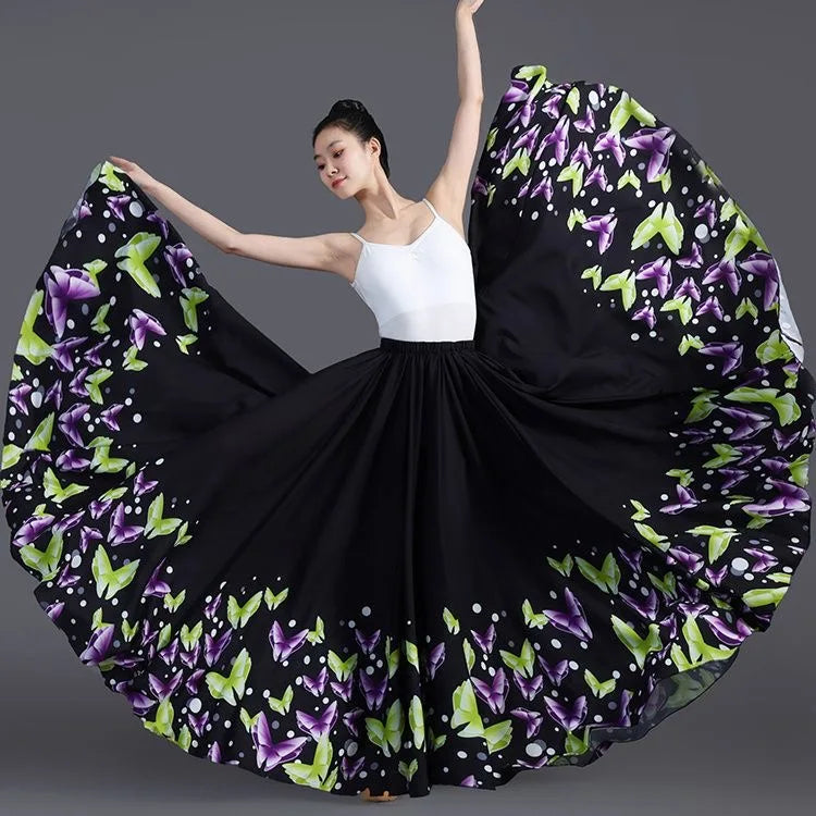 Floral Print Flamenco Skirt | 180–720° Swing | 7 Lengths