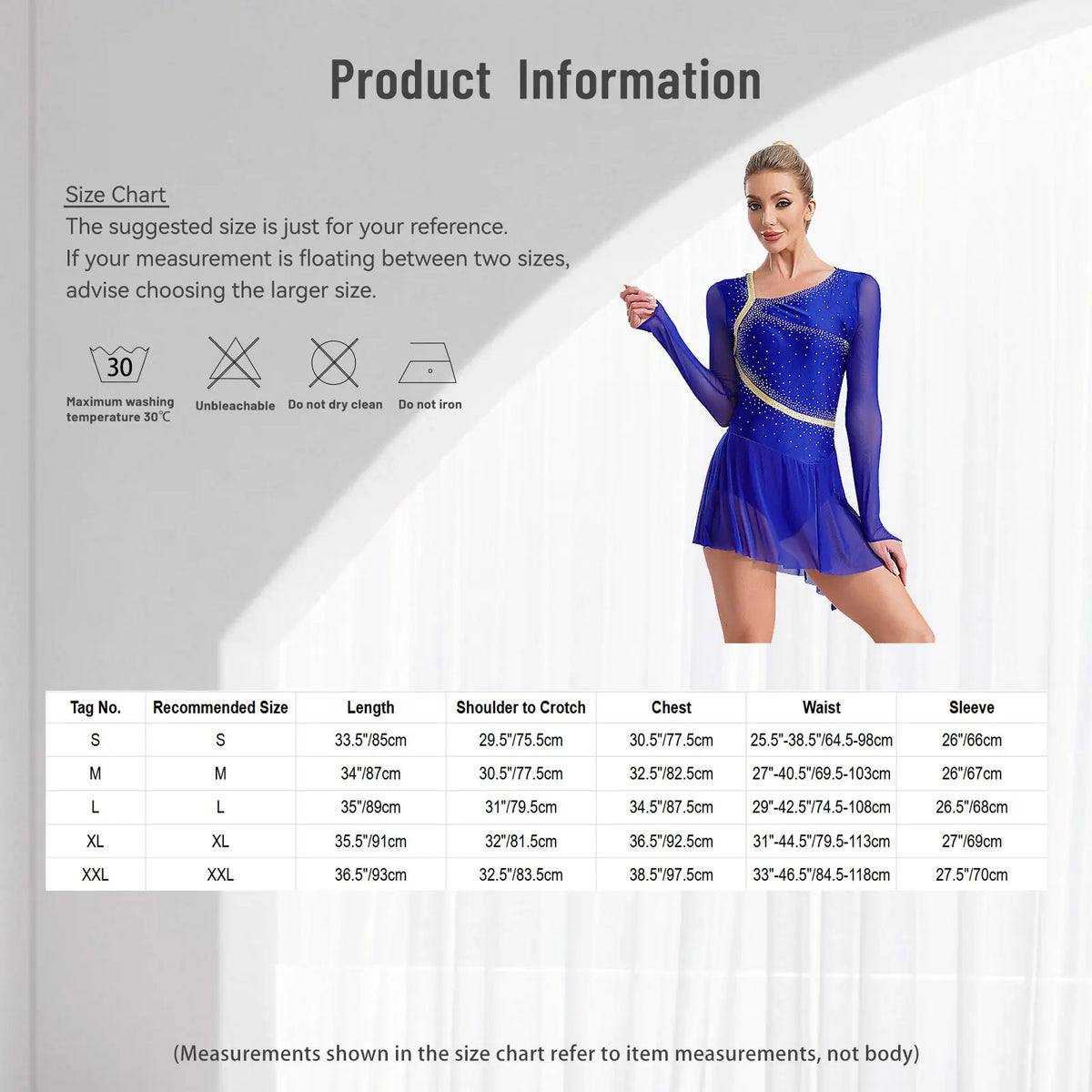 Rhinestone Mesh Skating Dress | Long Sleeve | Backless