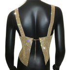 Rhinestone Metal Clip Camisole - Low Cut Backless Crop Top