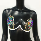 Rhinestone Crystal Bra Top - Luxury Diamond Push-Up Performance Bra