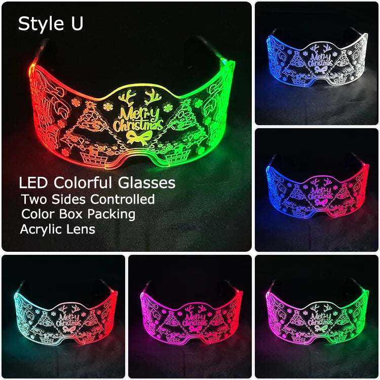 LED Acrylic Visor Glasses | 12-Mode Light-Up Rave Eyewear