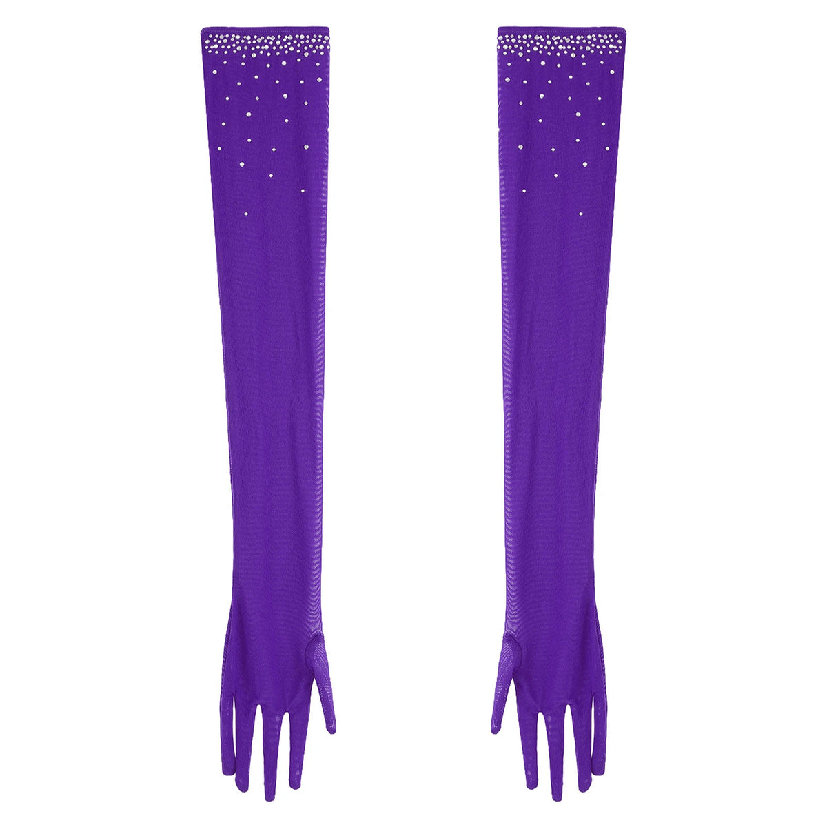 Rhinestone Mesh Gloves | Full Length | Dance