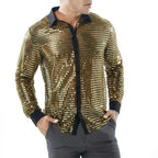 Men's Sequin Disco Shirt | Long Sleeve | Button-Down