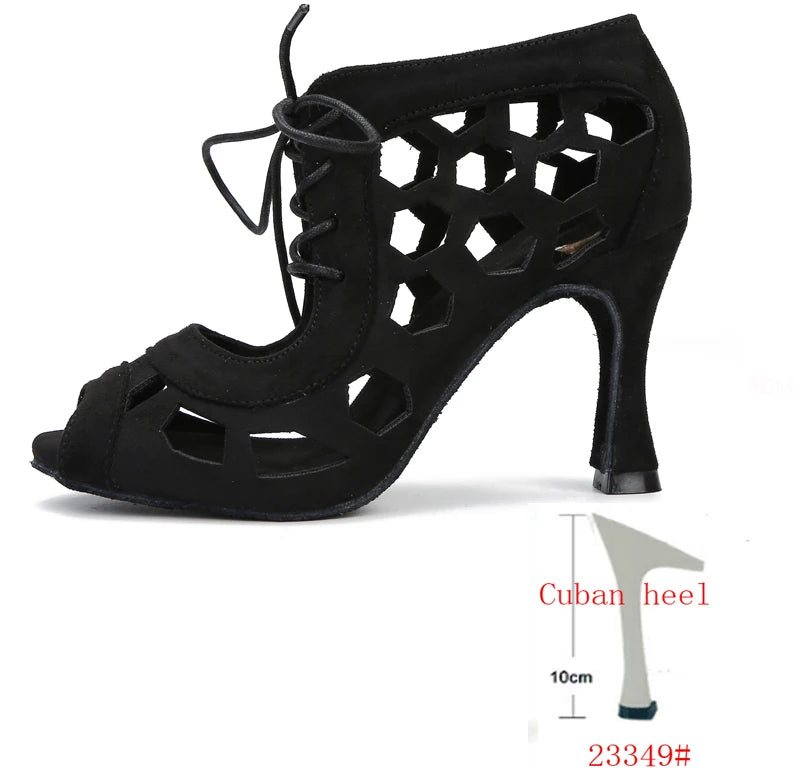 Women's Suede Latin Dance Heels | Rumba Salsa Tango | Cuban Heel