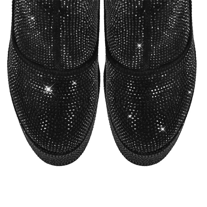 Rhinestone Over-the-Knee Platform Boots