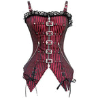 Striped Gothic Corset Top | Lace Overlay & Buckles