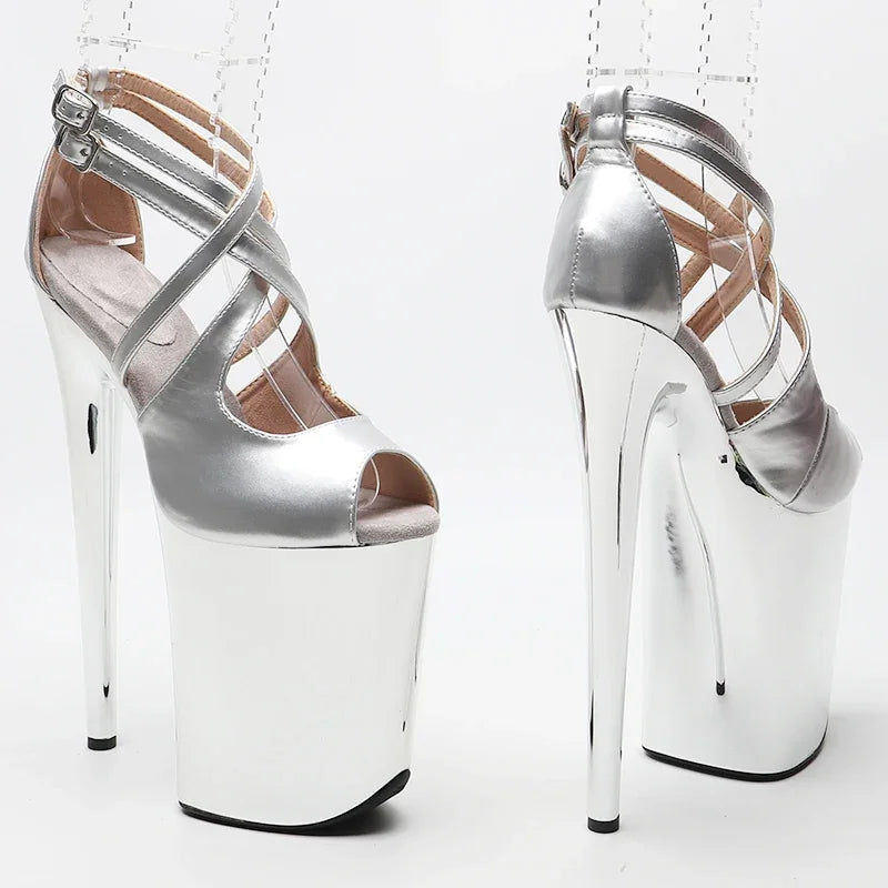 9-Inch Platform Heels - Patent Open Toe Sandals for Pole Dance & Performance