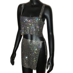 Rhinestone Crystal Two-Piece Set with Waist Chain