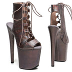 20cm Shiny Grey Ankle Boots - Trendy Platform Dance Boots