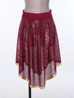 Liturgical Praise Dance Dress & Sequin Skirt Set | Bell Sleeve Overlay | Church Worship