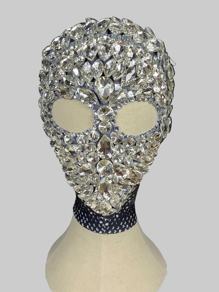 Rhinestone Crystal Performance Balaclava Mask