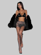Rhinestone Fishnet Pants - Sheer Mesh Trousers