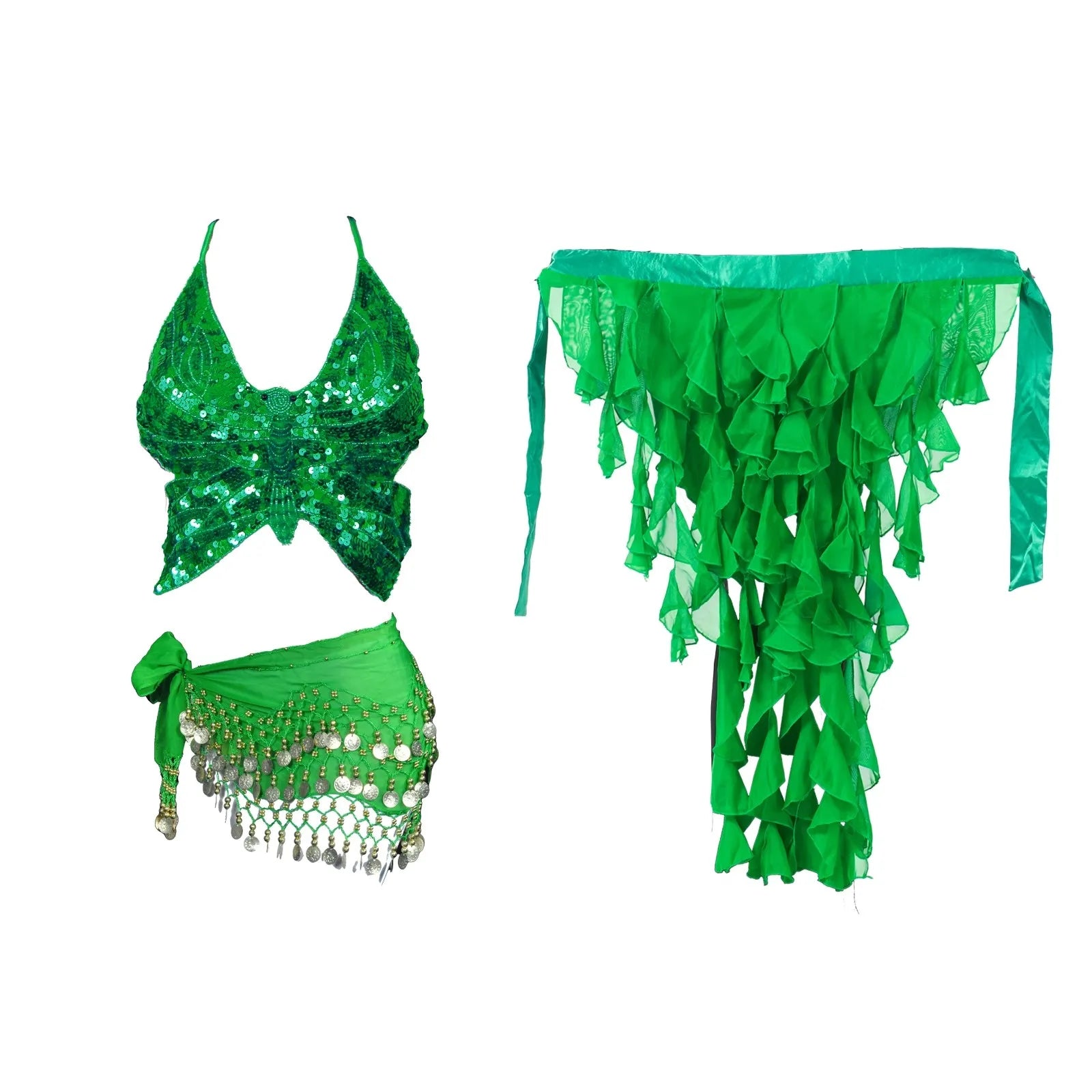 Belly Dance Sequin Halter Bra Top | Padded | Backless | 18 Colors