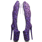 10-Inch Leopard Print Platform Boots - Thigh-High Patent Dance Boots