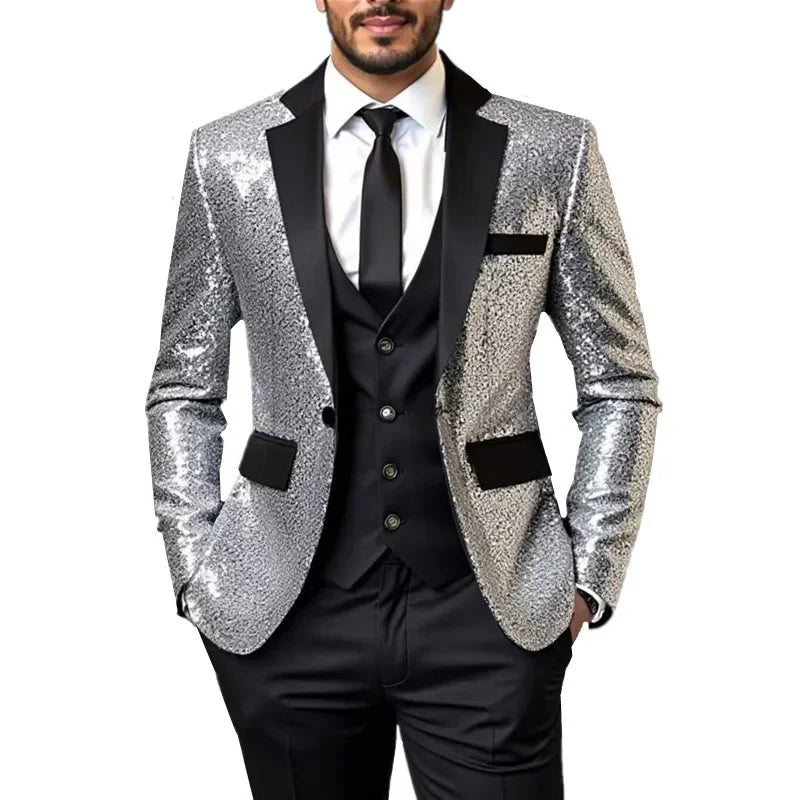Men’s Sequin Blazer | Contrast Lapels