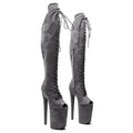 9-Inch Suede Thigh-High Platform Boots - Open Toe Boots