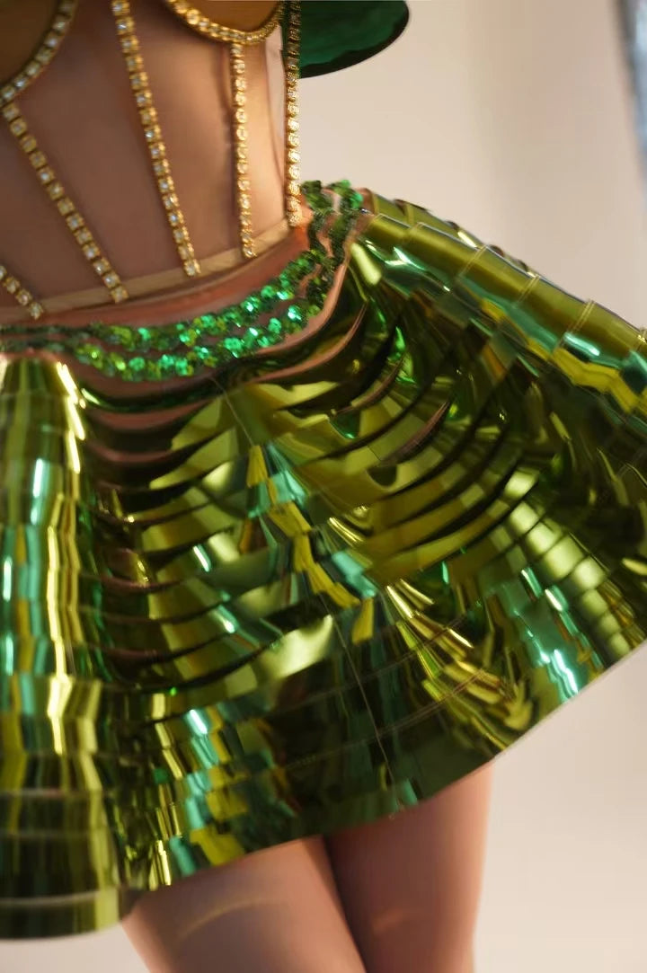 Shiny 2-Piece Rayon Skirt Set
