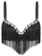 Rhinestone Fringe Tassel Dance Bra Top | Belly Dance & Cabaret | 4 Colours