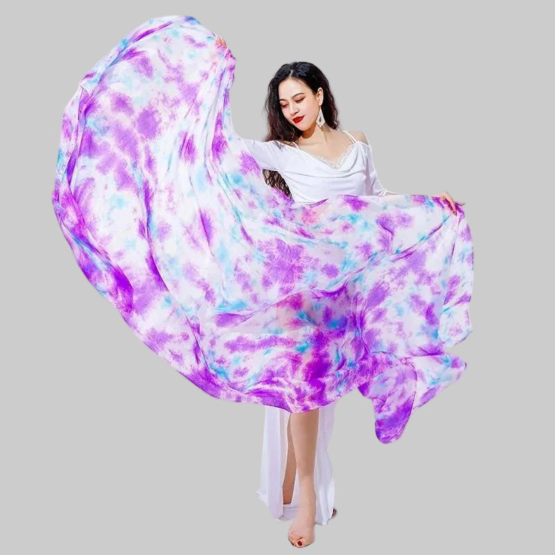 Tie Dye Silk Belly Dance Veil - Performance Scarf 250cm x 114cm