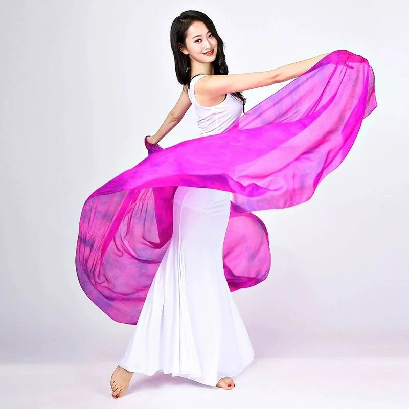 Tie Dye Silk Belly Dance Veil - Performance Scarf 250cm x 114cm