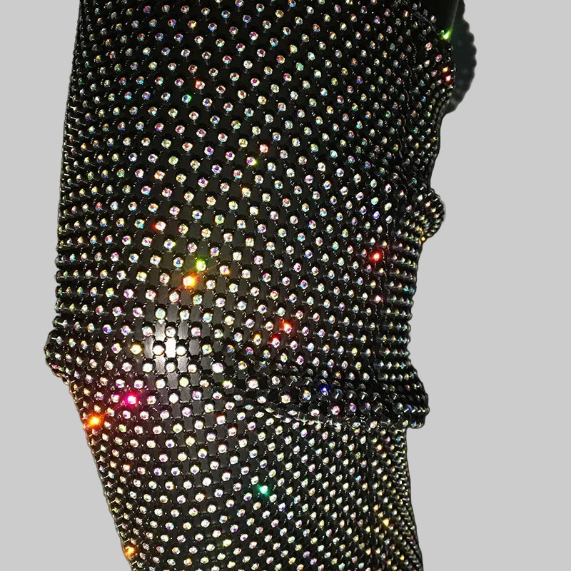 Rhinestone Mesh Leg Warmers - Sparkly Fishnet Performance Legwear