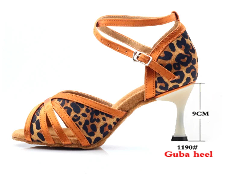 Latin Leopard Dance Heels | Satin | 6–10cm