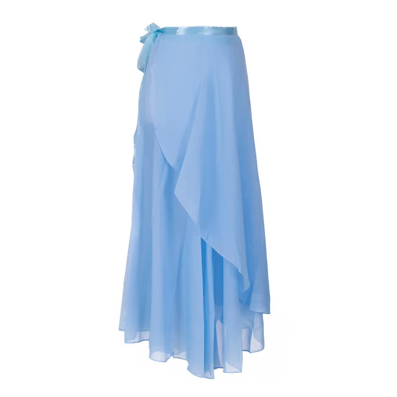 Women's Chiffon Wrap Ballet Skirt | Asymmetric Hem | 6 Colors | 82 cm