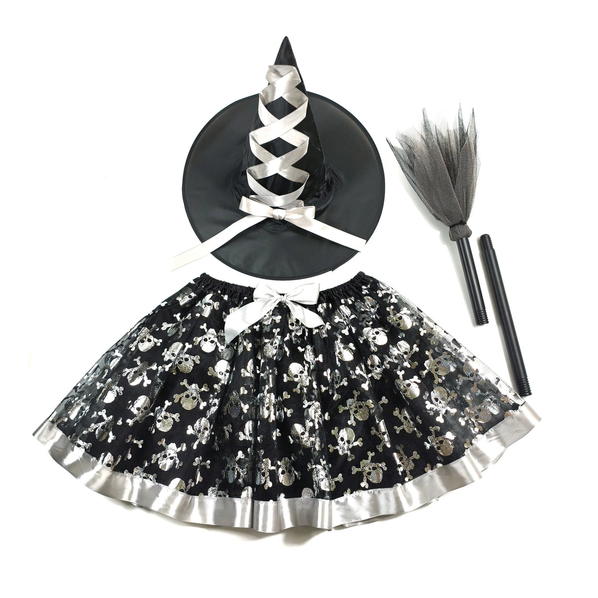Witch Costume Set | Tulle Skirt, Hat & Broom | Halloween