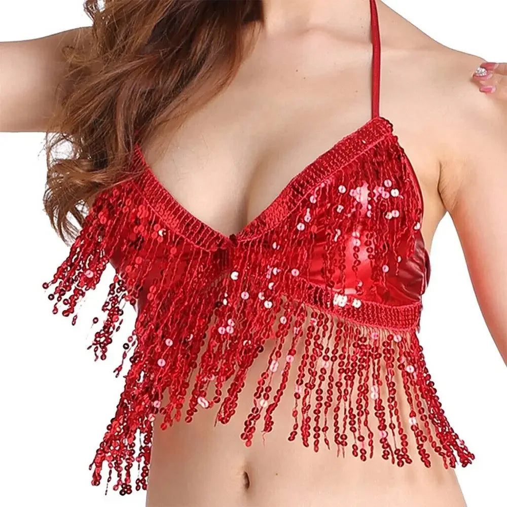 Beaded Coin Tassel Belly Dance Bra | Adjustable | Belly Dance & Stage | One Size