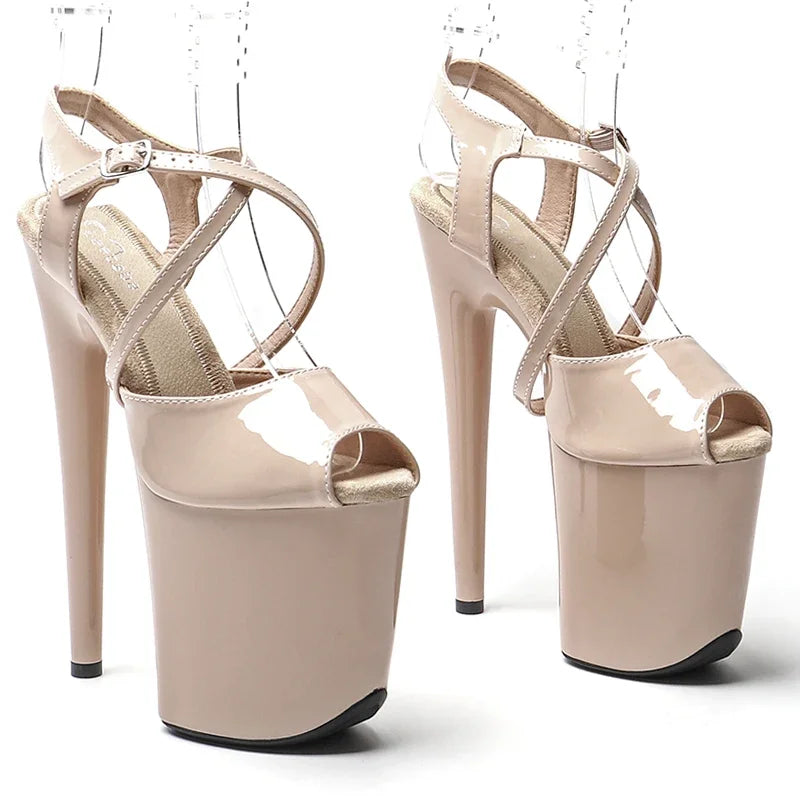 20cm Open Toe Platform Pole Dance Sandals - 8 Inch High Heels