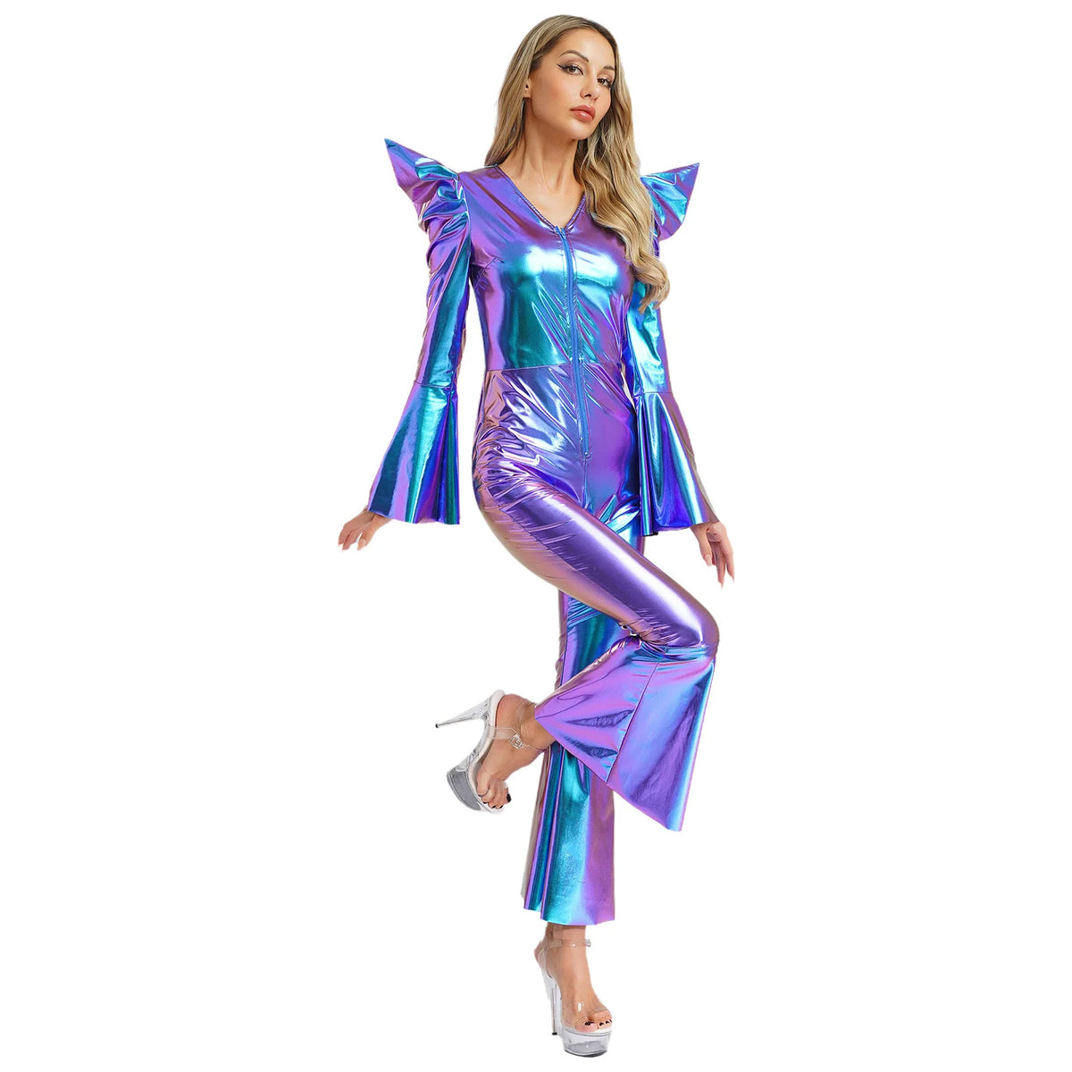 Metallic Jumpsuit | Statement Shoulders & Flares