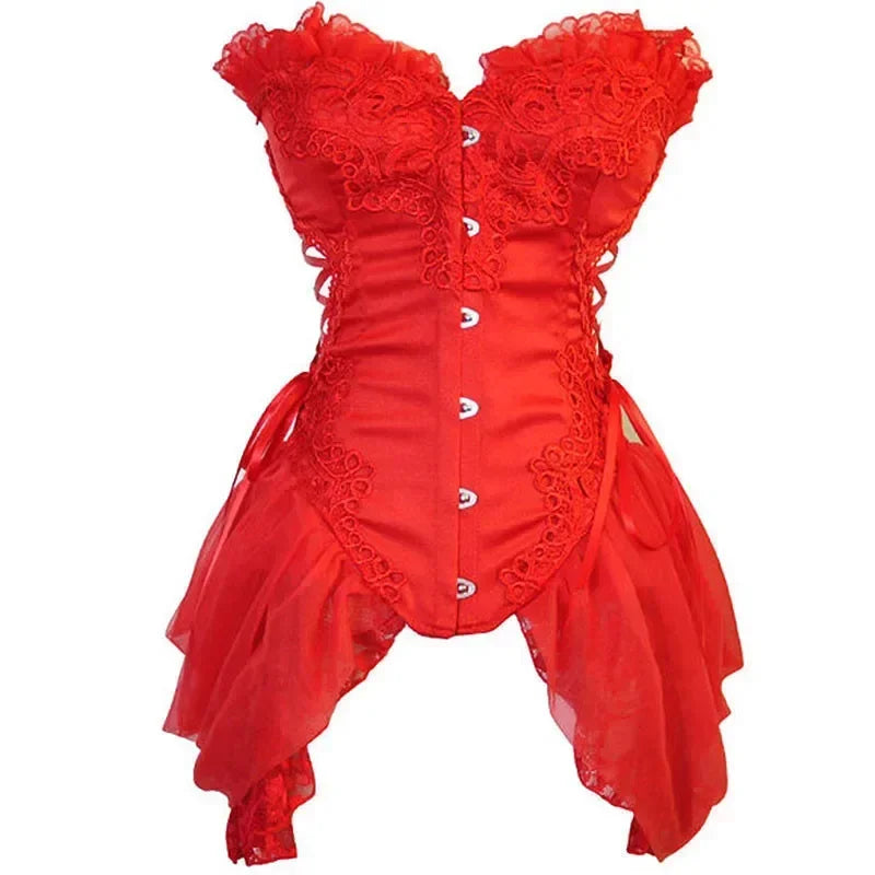 Satin Gothic Overbust Corset | Tulle Skirt | Victorian Bustier