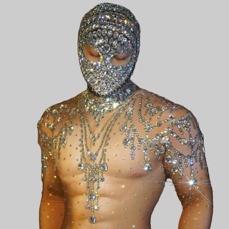Rhinestone Crystal Performance Balaclava Mask