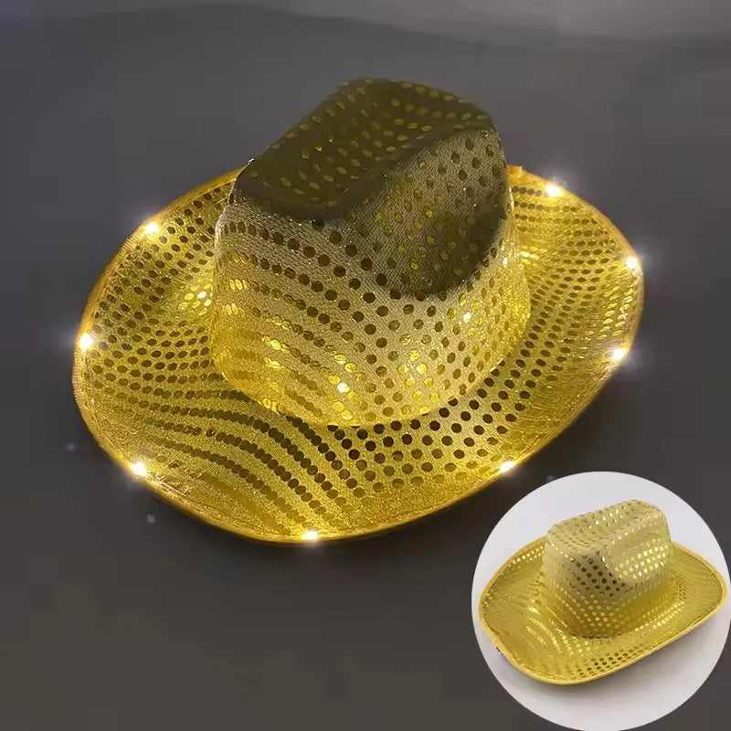 LED Sequin Glow Cowboy Hat | 9 Colors
