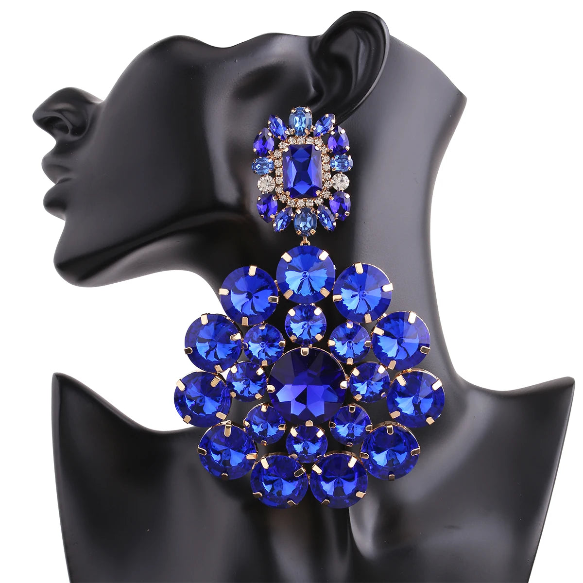 Rhinestone Drop Earrings | Round Sparkle | Clip or Pin
