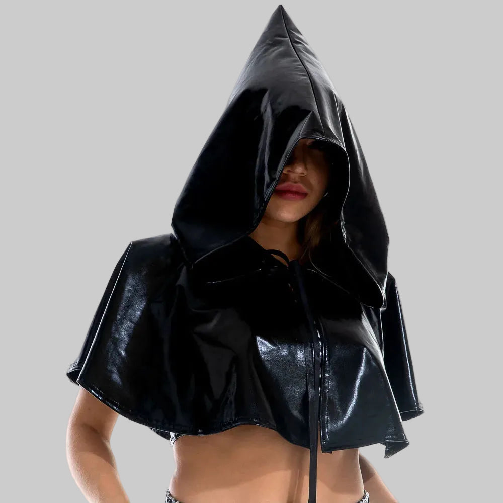 Metallic Hooded Cape - Shiny Holographic Cloak for Stage & Performance