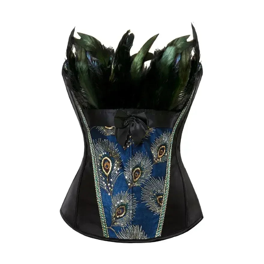 Peacock Corset & Skirt Set | Feather Embroidery