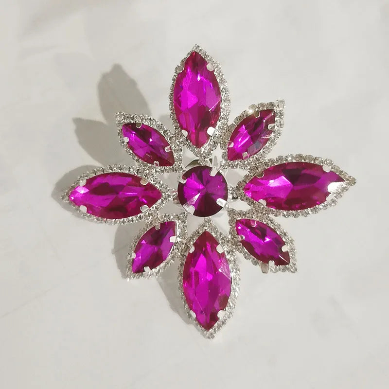 Rhinestone Flower Cocktail Ring | Adjustable
