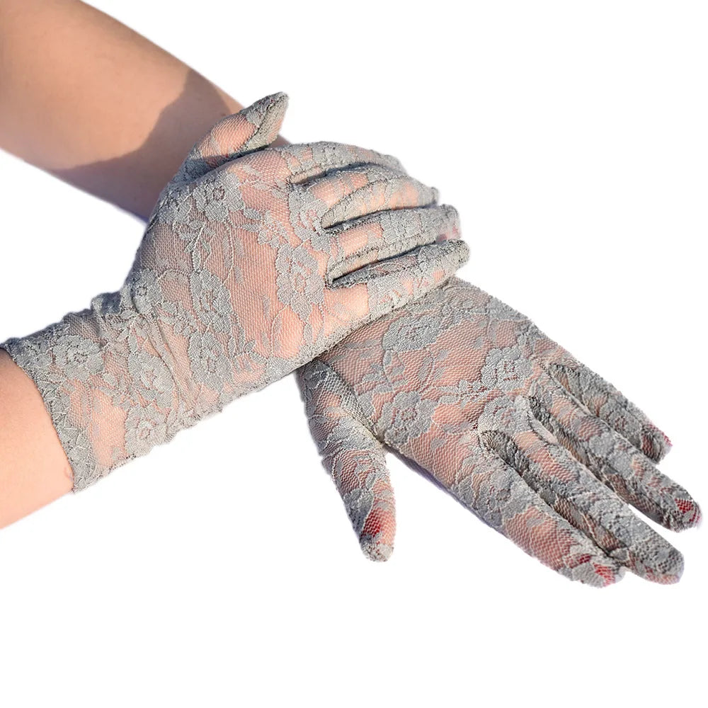 Sheer Lace Wrist Gloves | Floral | 2 Lengths | 10+ Colors