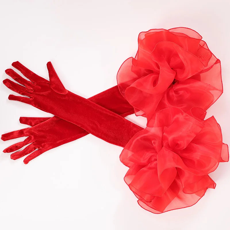 Satin Opera Gloves — Elbow Length | White, Red, Black, Wine Red