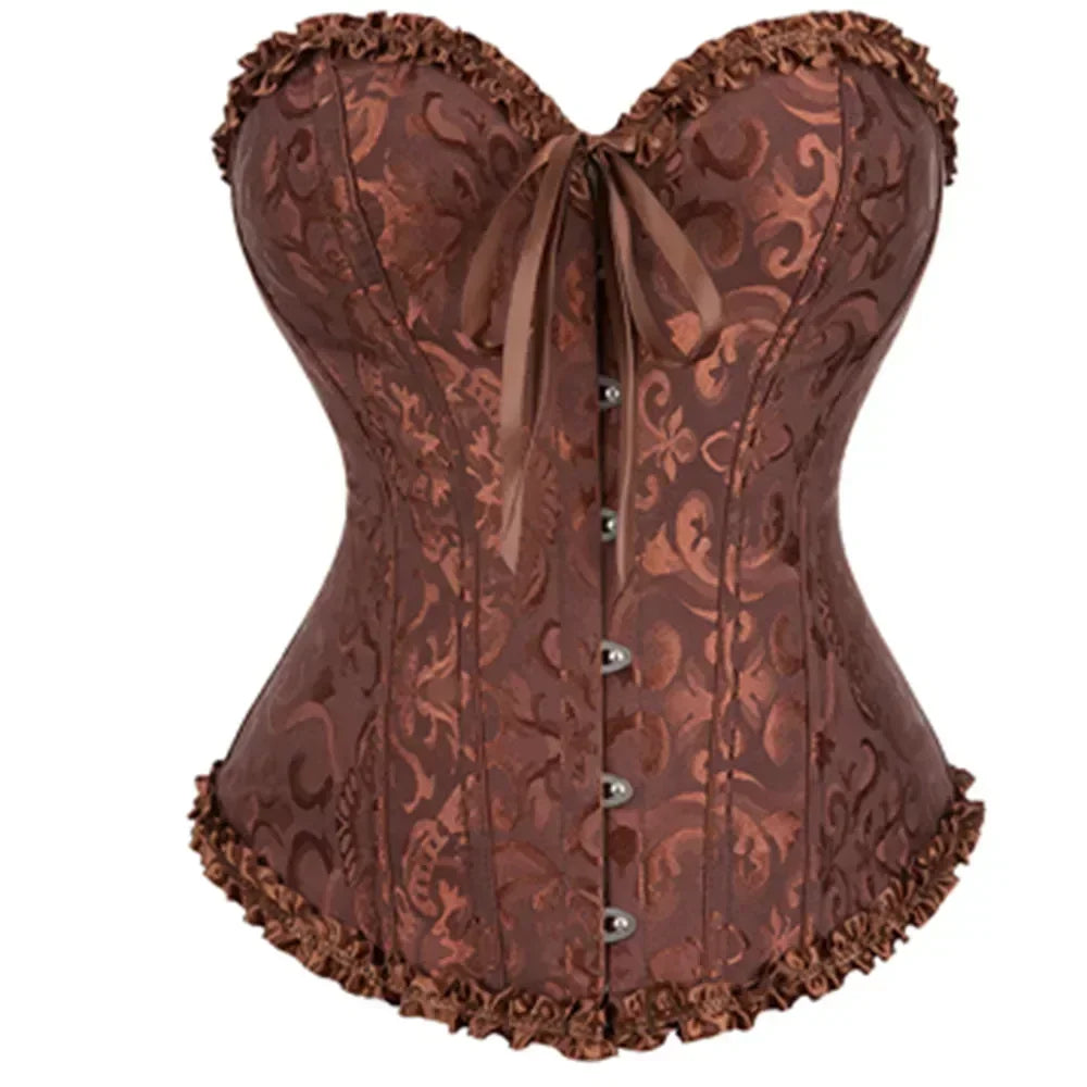 Victorian Overbust Corset | Floral Satin | Plus Size