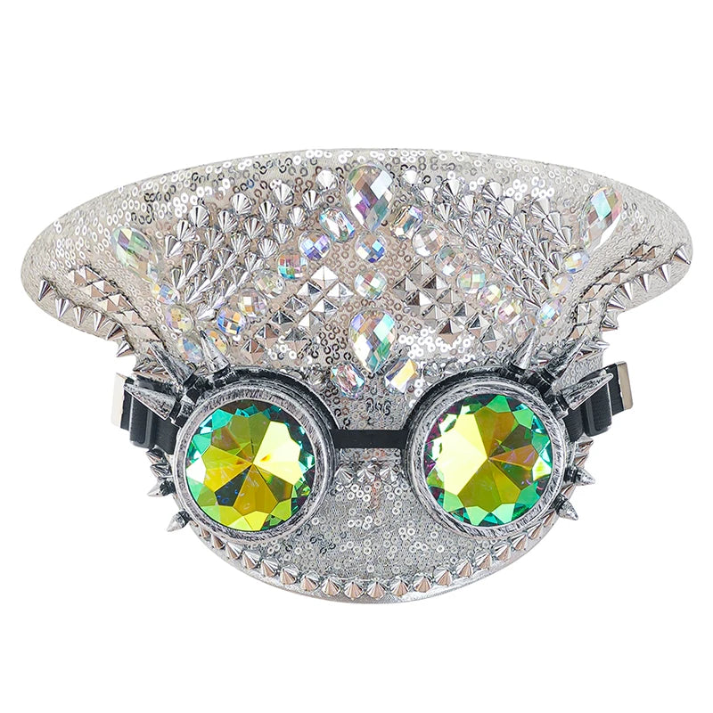 Rhinestone Military Hat | Steampunk Goggles | One Size