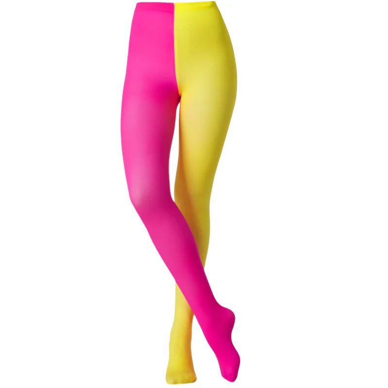 Two-Tone Colorblock Tights | Dopamine Colors | 27 Combos