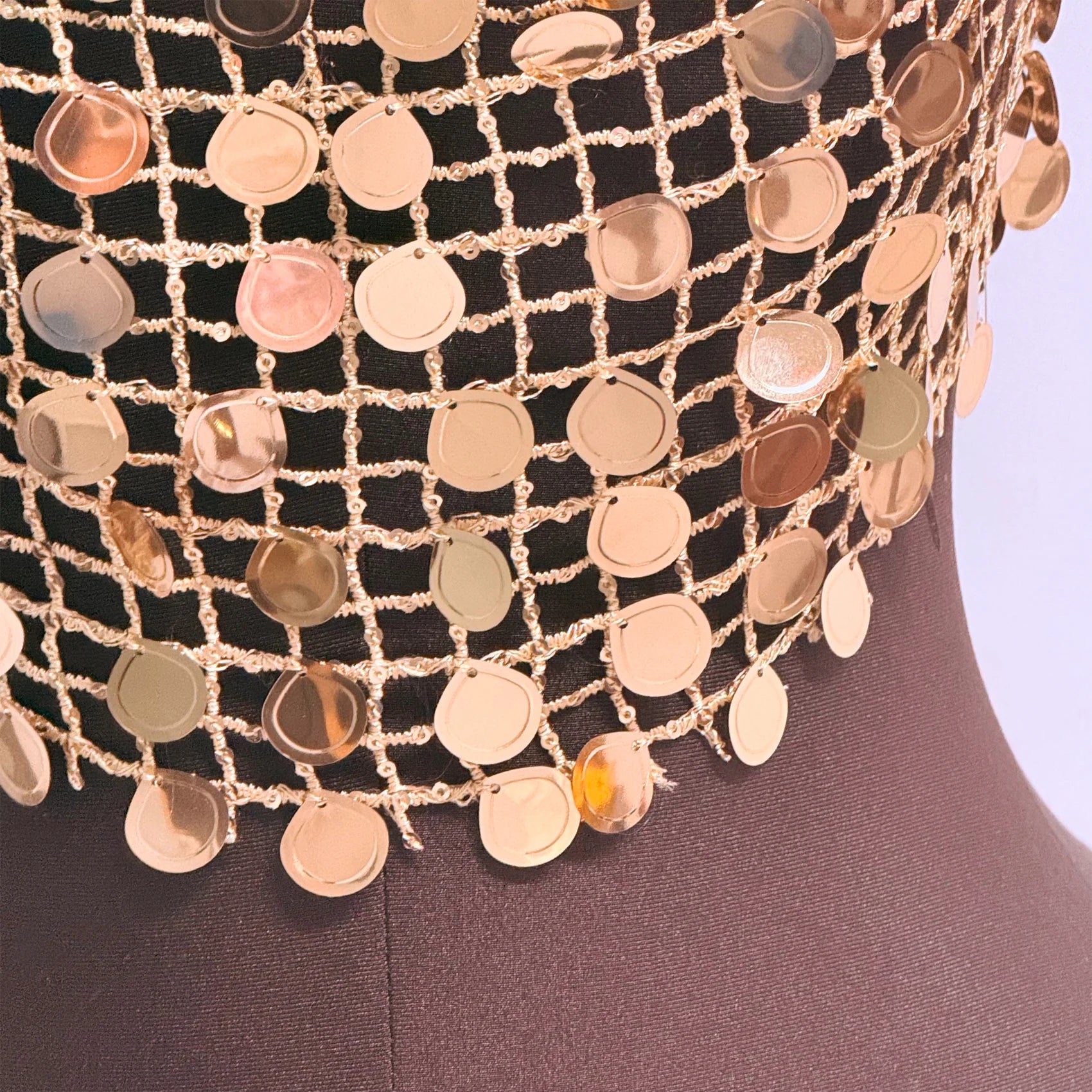 Dazzling Sequin Halter Top - Electra Chainmail Crop Top